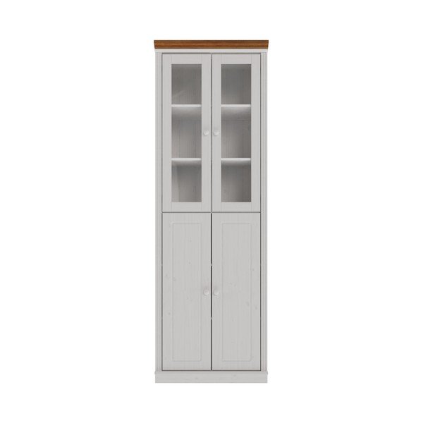 Biela/jantárová vitrína z borovicového dreva 74x223x37 cm Anita – Støraa