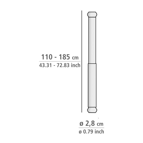 Teleskopická tyč v striebornej farbe do kúpeľne Wenko Luz, dĺžka 110-185 cm-image-3