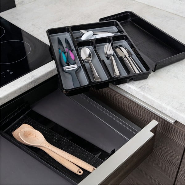 Čiernosivý rozšíriteľný plastový príborník do zásuvky 41.5 x 35 cm - Addis-image-2