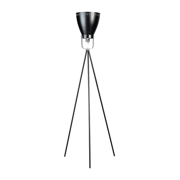 Čierna stojacia lampa s trojnožkou a striebornými detailmi ETH Acate Industri