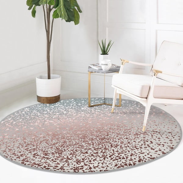 Prateľný okrúhly koberec v sivo-medenej farbe vhodný pre robotické vysávače ø 100 cm Comfort – Mila Home-image-4