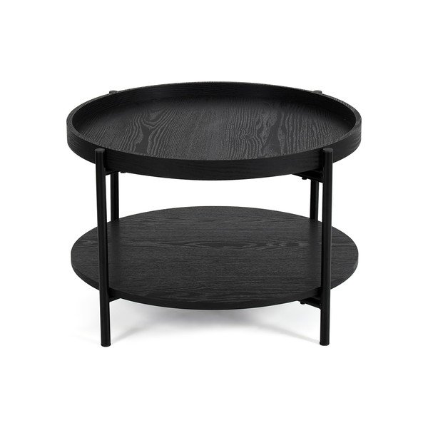 Čierny okrúhly konferenčný stolík v dekore duba ø 64 cm Hagen – Bonami Essentials-image-2