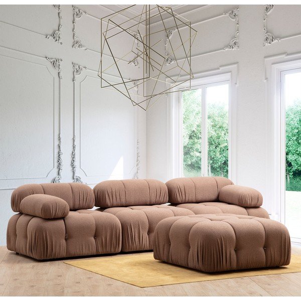 Hnedý taburet z textílie bouclé Bubble – Artie-image-2