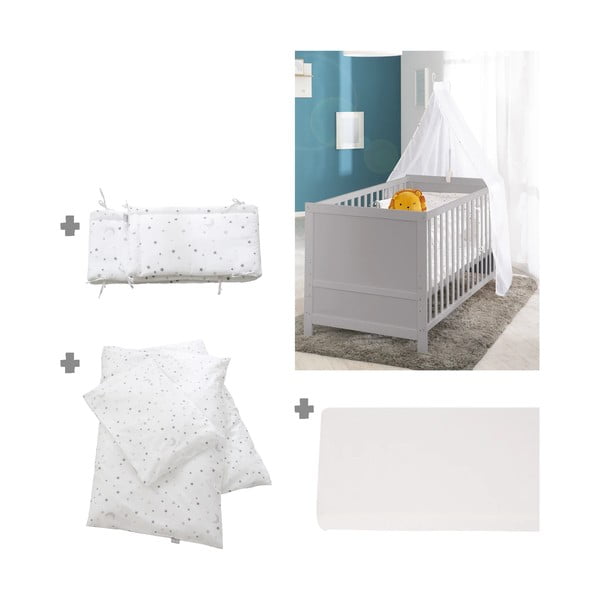 Svetlosivá postieľka s baldachýnom 70x140 cm Sternenzauber – Roba-image-3