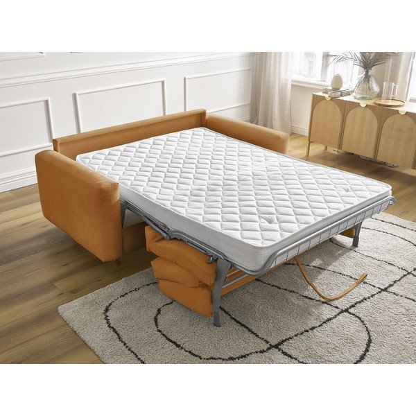 Pohovka na každodenné spanie/rozkladacia v horčicovej farbe 200 cm Cocoone – Bobochic Paris-image-1