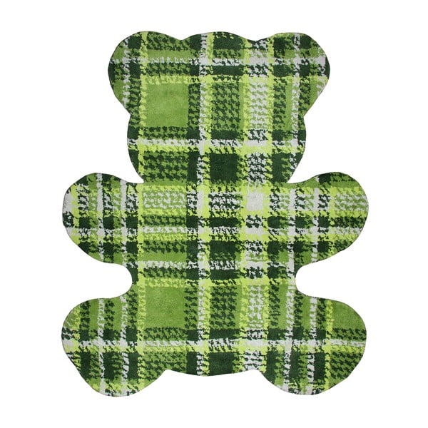Detský zelený koberec Nattiot Teddy Tartan, 100 x 120 cm
