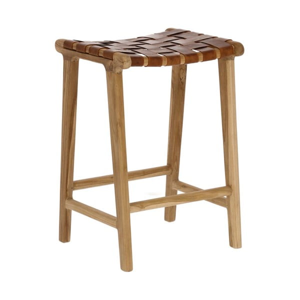 Barová stolička z imitácie kože v prírodnej farbe (výška sedadla 67 cm) Calixta – Kave Home