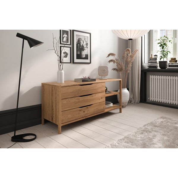 Nízka komoda z dubového dreva v prírodnej farbe 140x64 cm Twig – The Beds-image-3