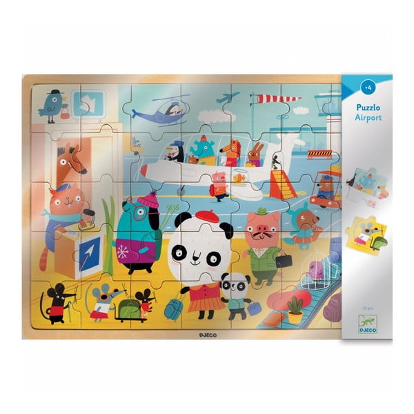 Detské drevené puzzle Djeco Letisko-image-1