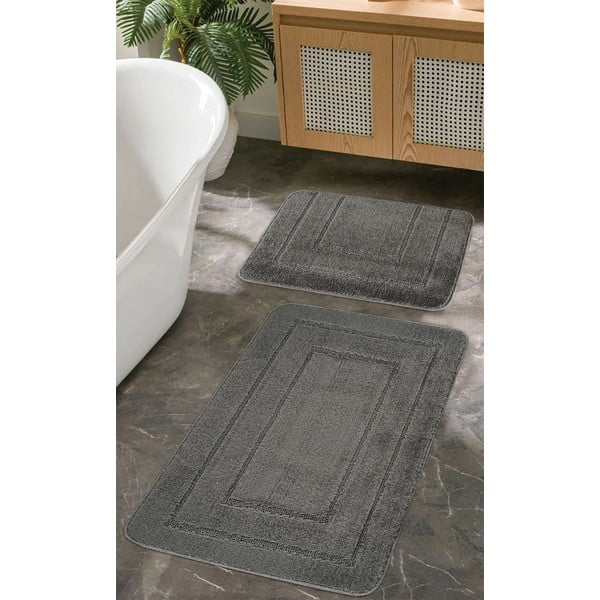 Antracitové kúpeľňové predložky v súprave 2 ks 50x80 cm Cerceve – Foutastic-image-1