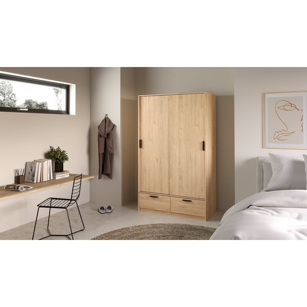 Šatníková skriňa v dekore duba s posuvnými dverami v prírodnej farbe 121x200 cm Line – Tvilum-image-1