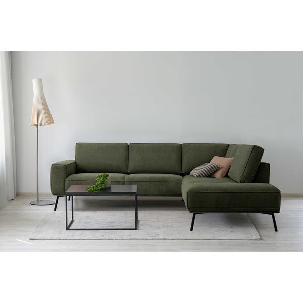 Tmavozelená ženilková rohová pohovka (pravý roh/do L) Amsterdam – Scandic-image-1