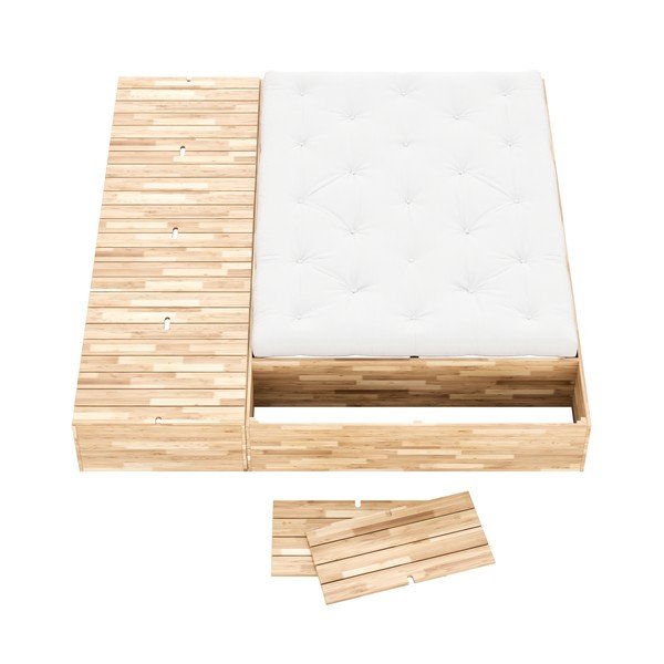 Dvojlôžková posteľ z borovicového dreva s úložným priestorom s roštom v prírodnej farbe 140x200 cm Basement Bed – Karup Design-image-4