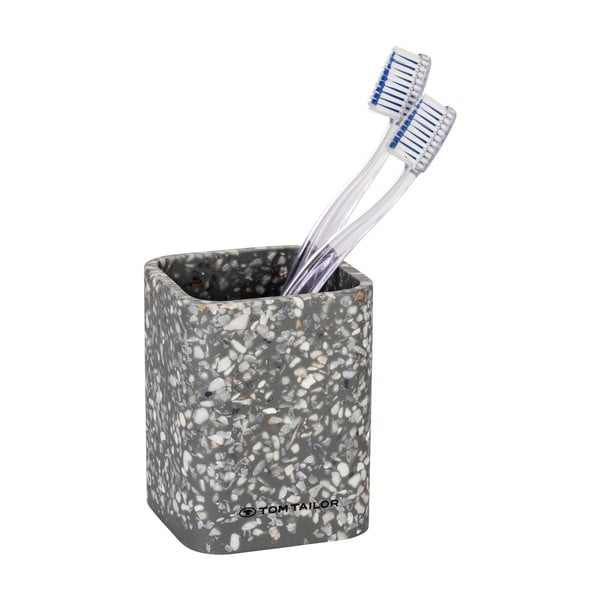 Sivý téglik na zubné kefky z polyresínu Tom Tailor T-Terrazzo – Wenko-image-3