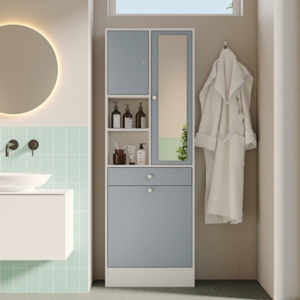 Sivo-biela kúpeľňová skrinka 63x181 cm Combi – TemaHome-image-4