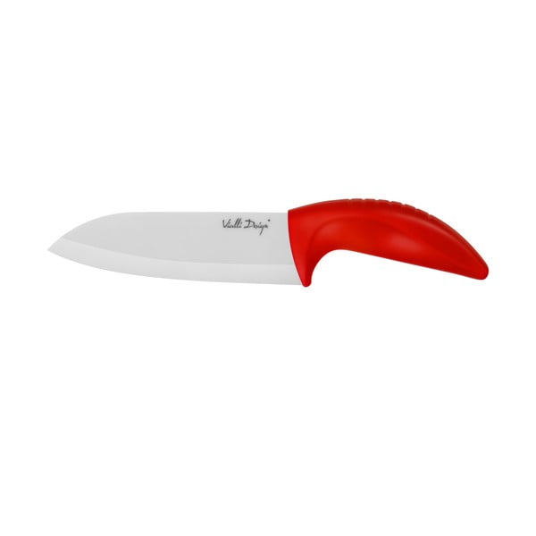 Keramický nôž Santoku, 14 cm, červený