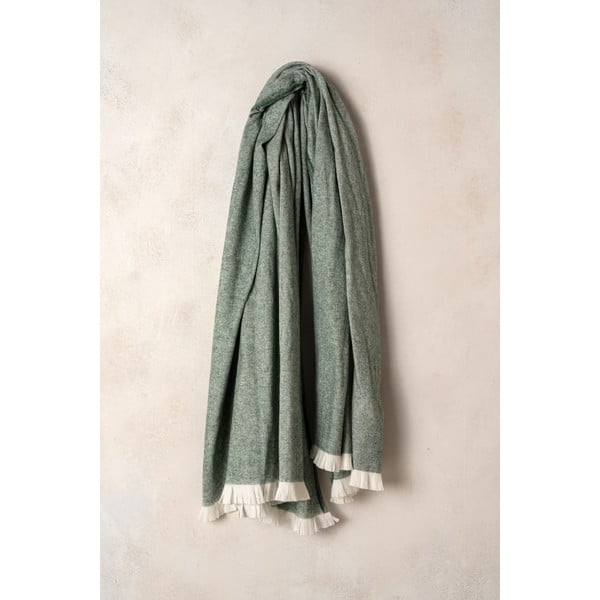 Zelený pléd s podielom bavlny Euromant Linen, 140 x 180 cm-image-1