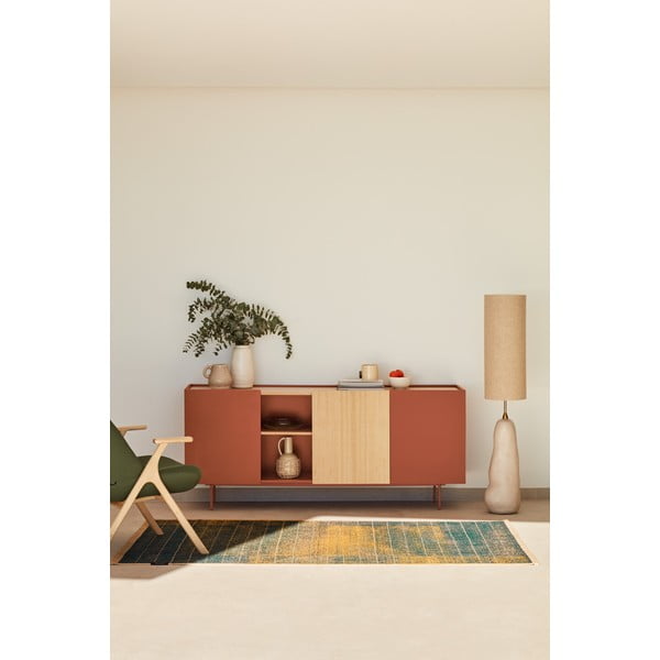 Nízka komoda v dekore duba v tehlovo-prírodnej farbe 180x78 cm Otto – Teulat-image-1