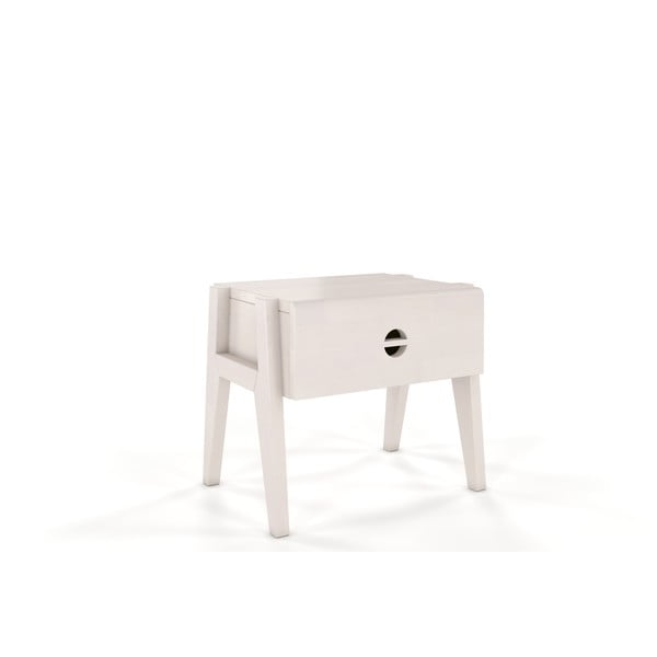 Biely nočný stolík z bukového dreva so zásuvkou Skandica Visby Radom
