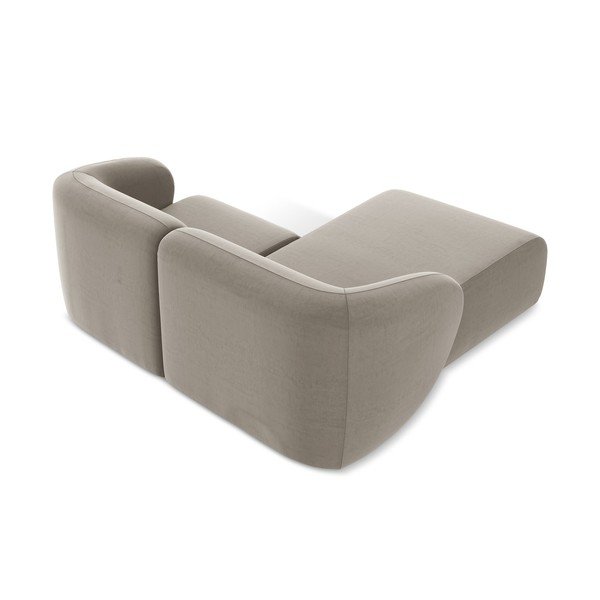 Svetlohnedá zamatová rohová pohovka (ľavý roh/s leňoškou) Lani – Makamii-image-3