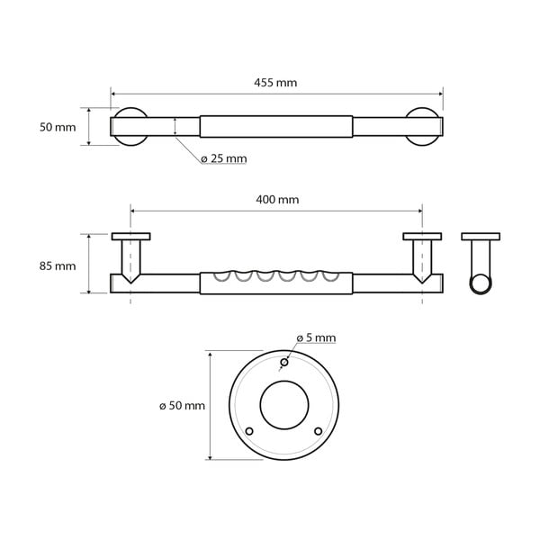 Nástenné madlo do kúpeľne z nehrdzavejúcej ocele 45,5 cm – Sapho-image-1