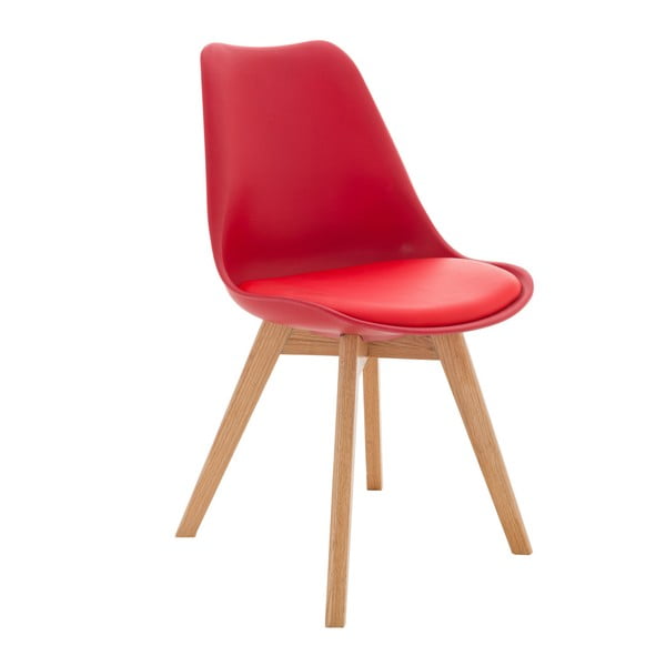 Červená stolička s drevenými nohami InArt Solana