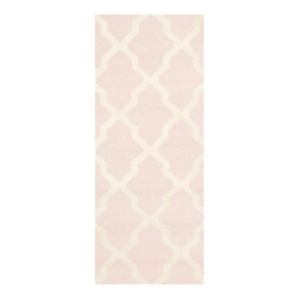 Vlnený koberec Safavieh Ava Baby Pink, 76x243 cm