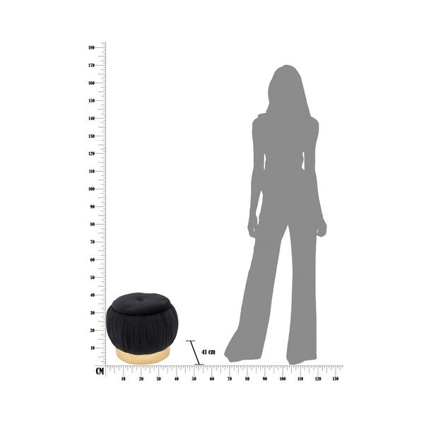 Čierny puf s úložným priestorom Mauro Ferretti Paris, ⌀ 41 cm-image-4