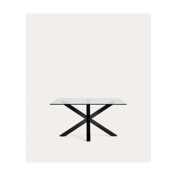 Čierny konferenčný stolík so sklenenou doskou 70x130 cm Argo – Kave Home-image-4