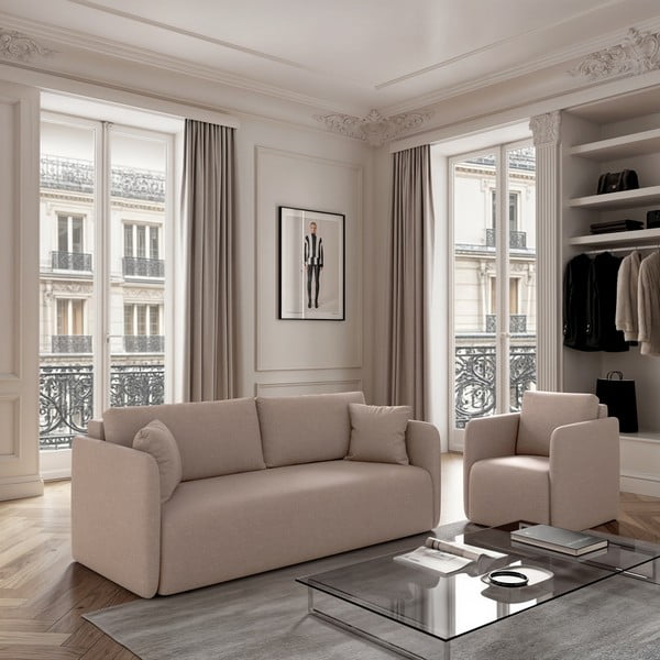 Béžová rozkladacia pohovka 220 cm Chaum – Rodier-image-1