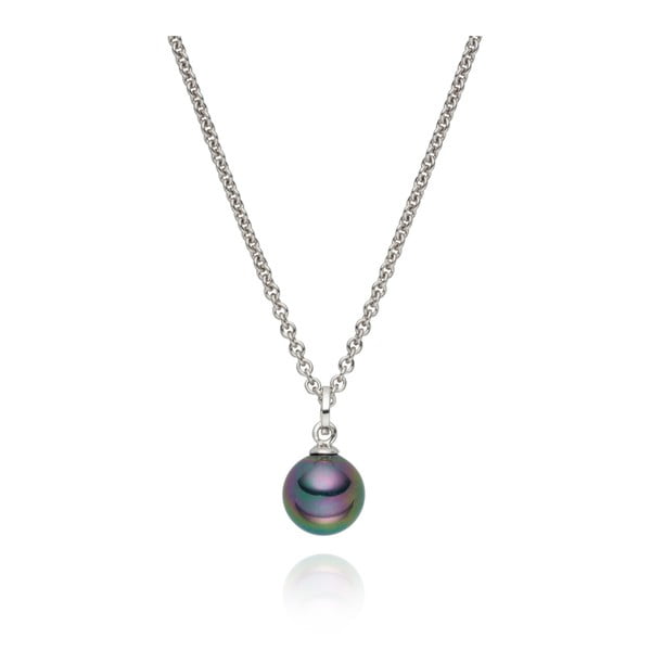 Antracitový náhrdelník s perlovým príveskom Pearls Of London Nova Pearls Kirké