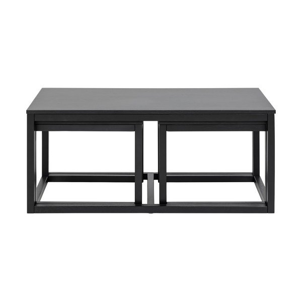 Čierne konferenčné stolíky s doskou v dubovom dekore v súprave 3 ks 60x120 cm Cornus – Actona-image-3