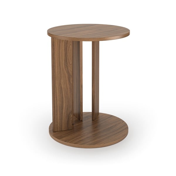 Okrúhly konferenčný stolík s doskou v dekore orechového dreva ø 50 cm Nora - TemaHome-image-2