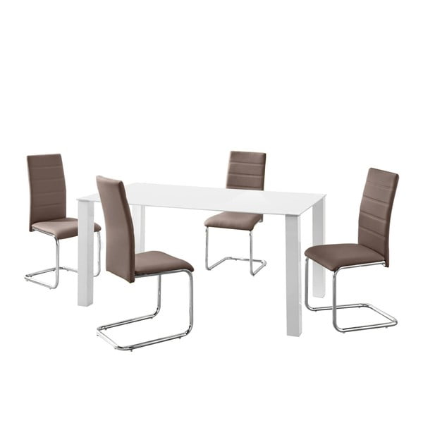 Sada stola a 4 hnedých stoličiek Støraa Naral