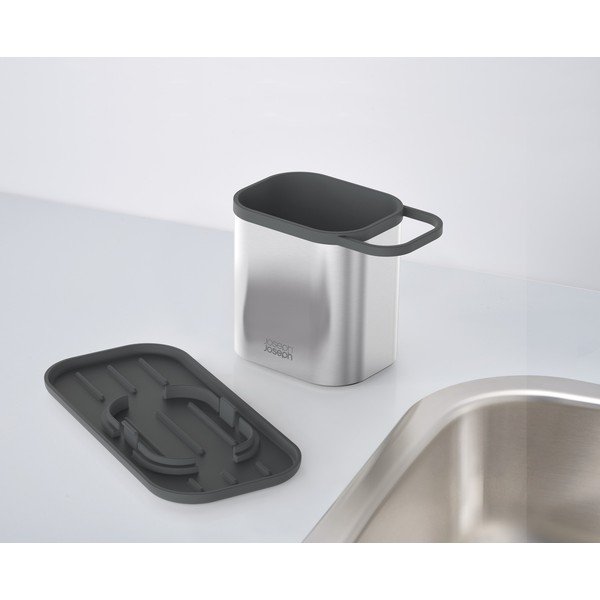 Kovový stojan na umývacie prostriedky v lesklej striebornej farbe Duo Steel – Joseph Joseph-image-4