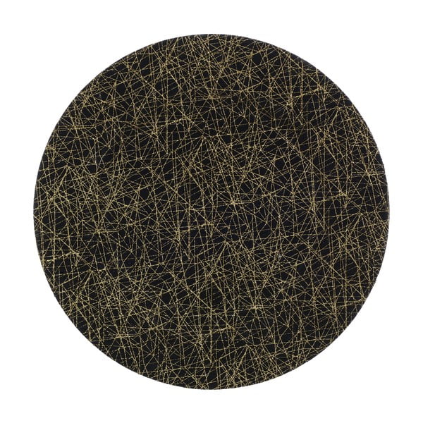 Čierny plastový tanier InArt Golden, ⌀ 33 cm