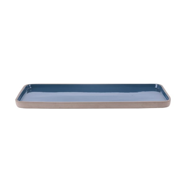 Modrý ručne vyrobený terakotový servírovací tanier PT LIVING Brisk, 36 × 16 cm