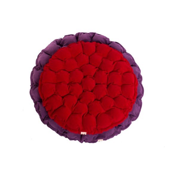 Tmavočervený sedací vankúšik s masážnymi loptičkami Linda Vrňáková Bloom, Ø 65 cm-image-3