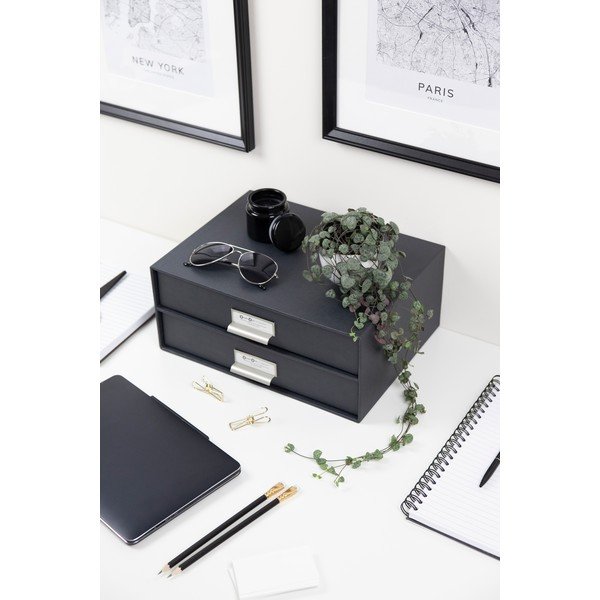 Tmavosivá 2-poschodová zásuvka na dokumenty Bigso Box of Sweden Birger, 33 × 22,5 cm-image-1