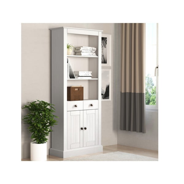 Biela knižnica z borovicového dreva 181x31 cm Mille – Støraa-image-1