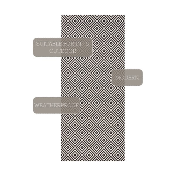 Čierno-biely vonkajší koberec NORTHRUGS Karo, 80 × 200 cm-image-3