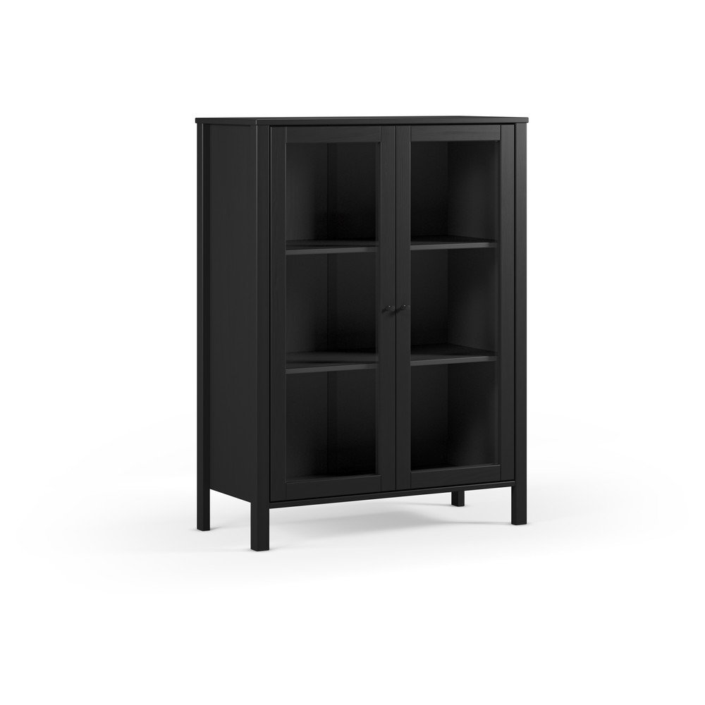 E-shop Čierna vitrína z borovicového dreva 90x120x40 cm Alessandra – Marckeric