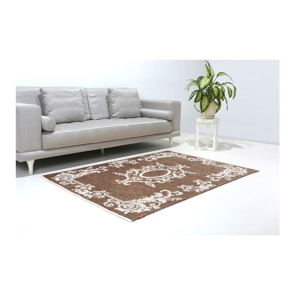 Obojstranný bielo-hnedý koberec Vitaus Ally, 77 x 200 cm-image-2