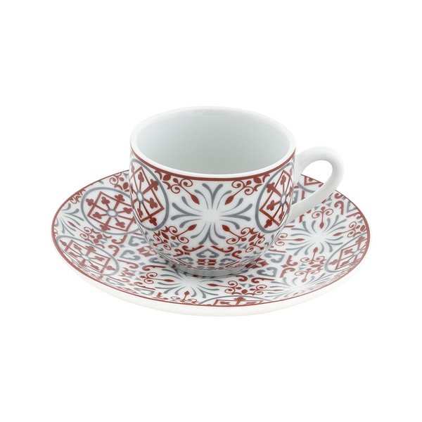 Súprava 6 porcelánových hrnčekov s tanierikmi Villa Altachiara Pecan