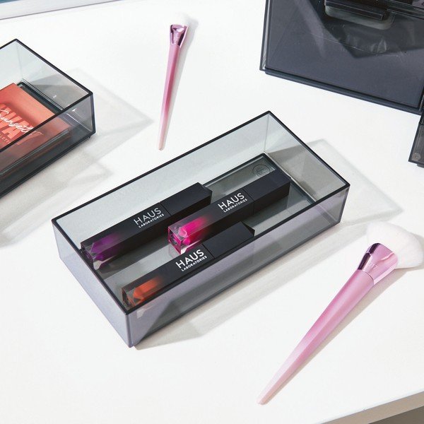 Matne čierny kúpeľňový organizér na kozmetiku z recyklovaného plastu - iDesign-image-1