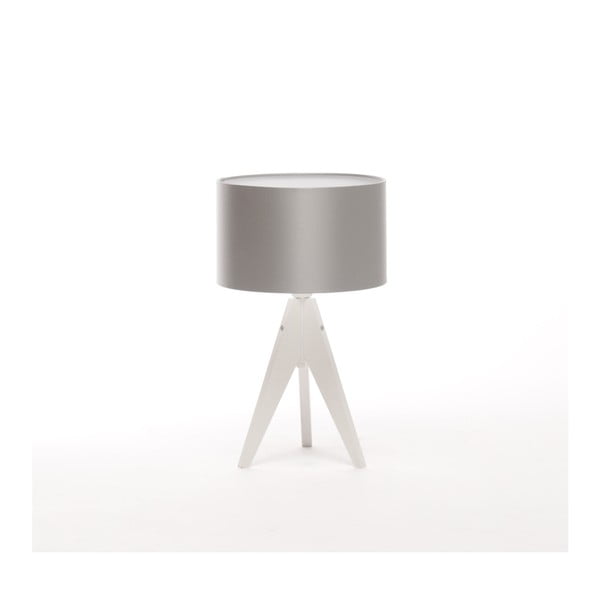 Strieborná stolová lampa 4room Artist, biela breza lakovaná, Ø 25 cm