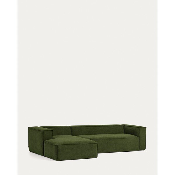 Zelená menčestrová rohová pohovka (ľavý roh/s leňoškou) Blok – Kave Home-image-2