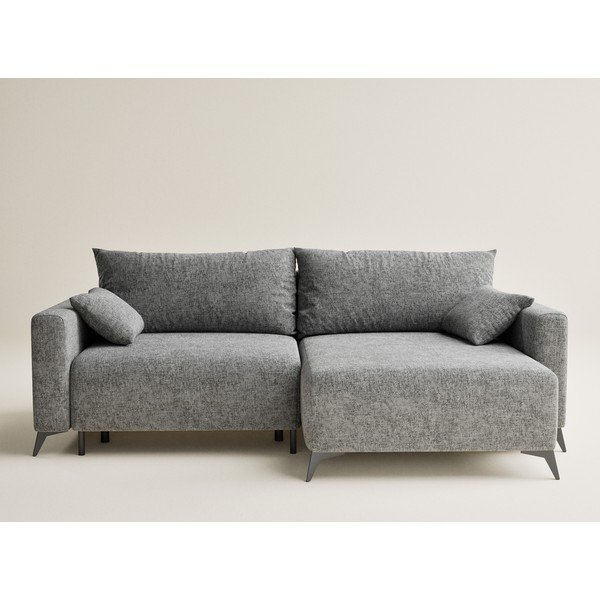 Sivá ženilková rozkladacia/s úložným priestorom rohová pohovka (pravý roh/s leňoškou) Leon – Maison de Rêve-image-2