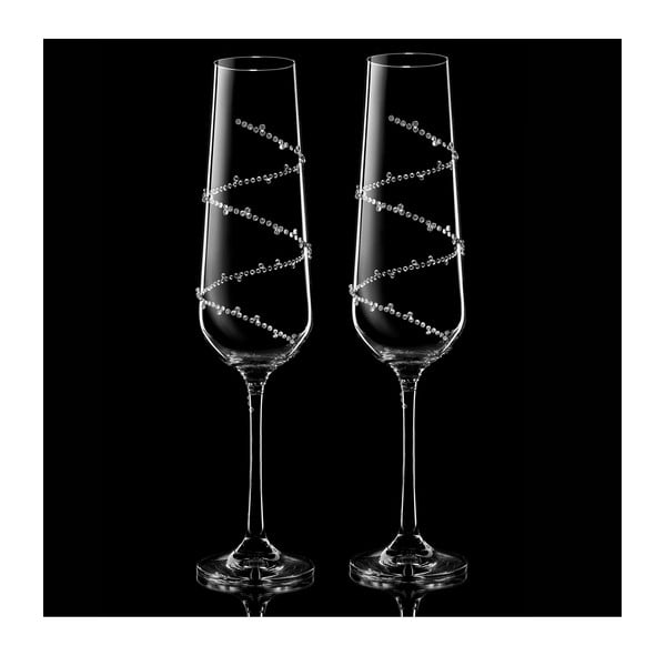 Sada 2 pohárov na šampanské Tethys so Swarovski Elements v luxusnom balení