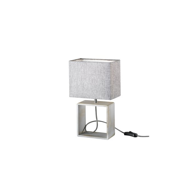 Sivá stolová lampa z prírodného dreva a tkaniny Trio Tick, výška 34 cm